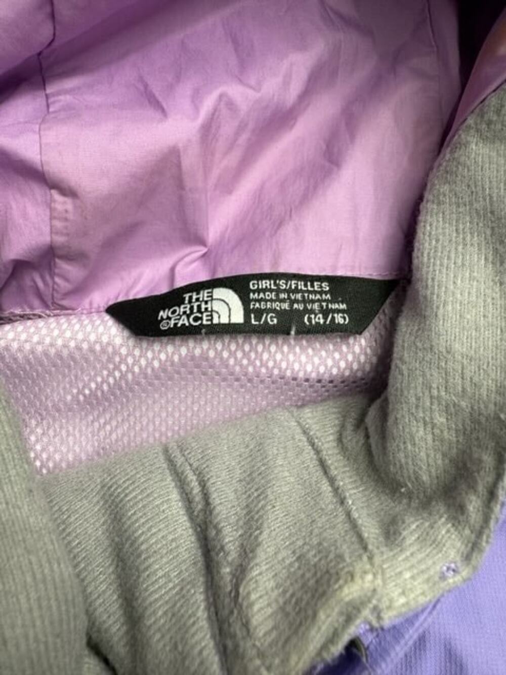 The North Face Girls L (14/16) Purple Two-Tone Hooded Rain Jacket - Picture 6 of 8